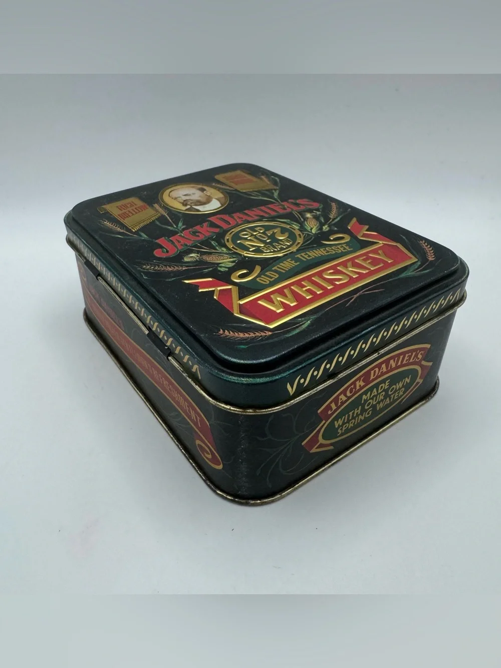 Vintage Jack Daniel’s Old No. 7 Collectible Tin w/ 2 EMPTY 50ml Bottles England